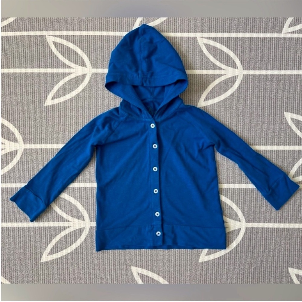 Kate Quinn Botton front raglan hoodie | royal blue |organic cotton